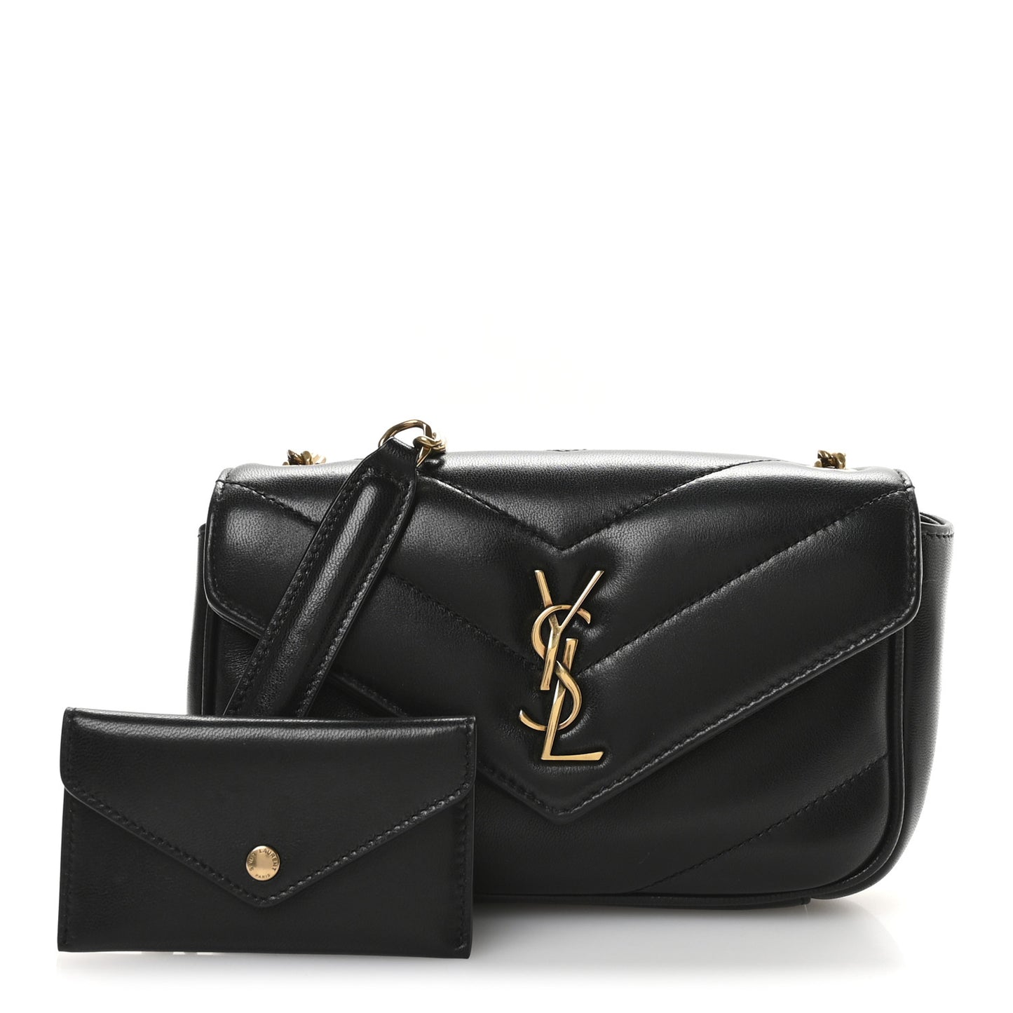 Lambskin Chevron Quilted Mini Loulou Black