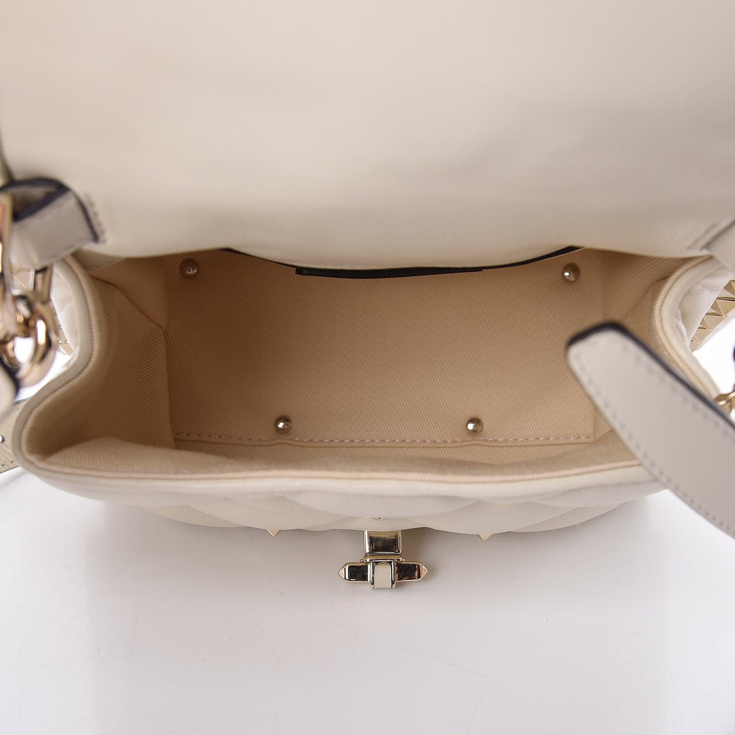 Nappa Mini Candystud Top Handle Bag Light Ivory
