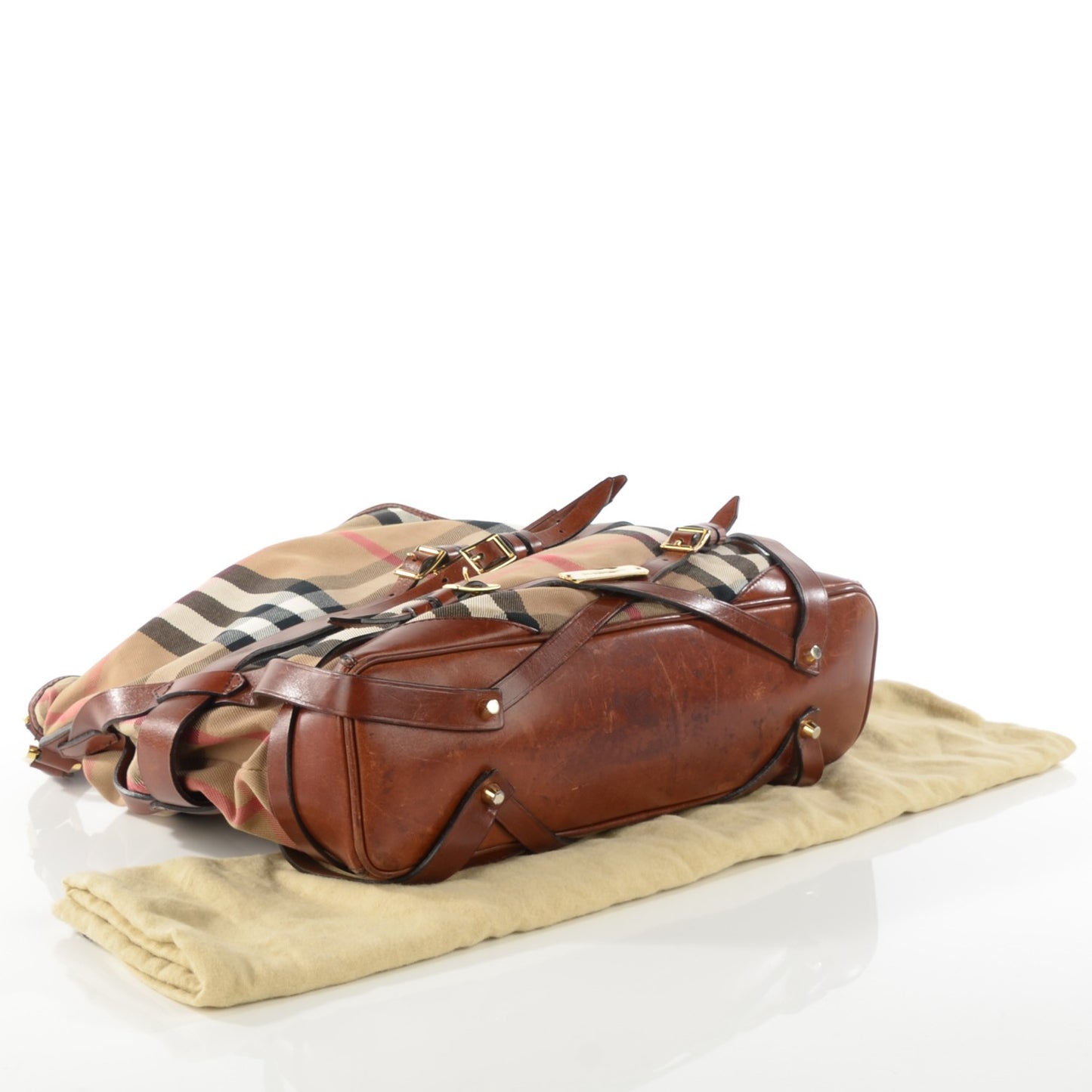 House Check Bridle Calfskin Medium Gosford Hobo Dark Tan