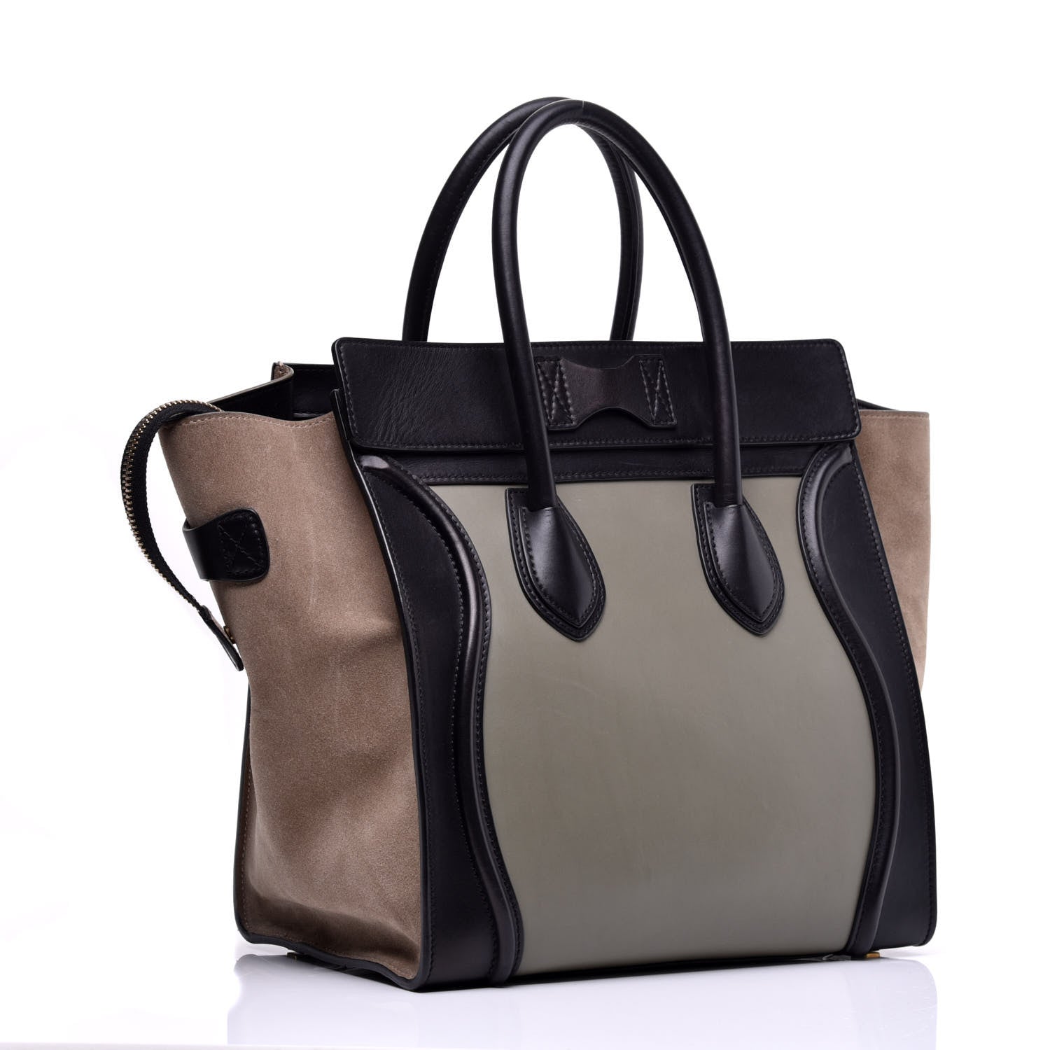 Celine Satin Calfskin Suede Mini Tri-Color Luggage Almond 3 of 9