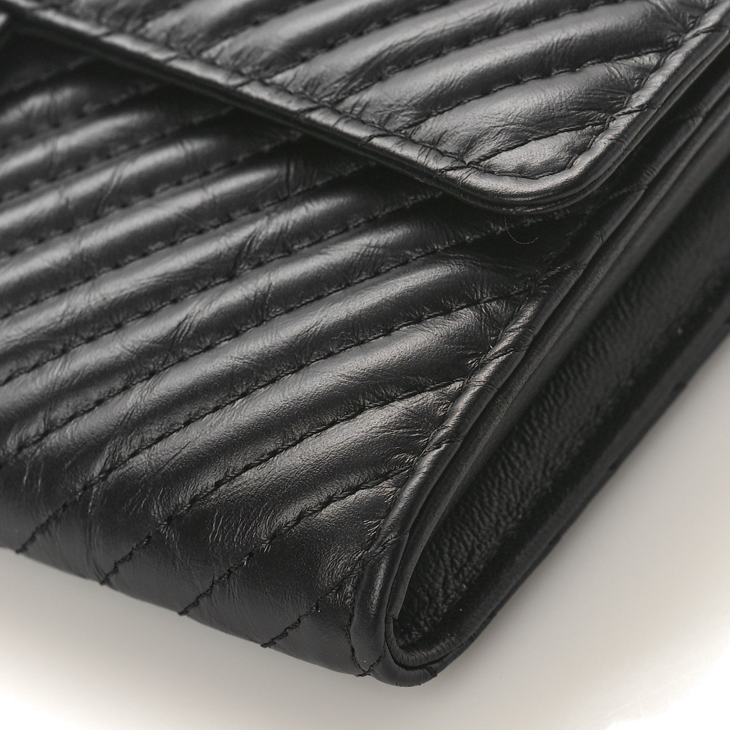 Aged Calfskin Quilted Large Reissue Gusset Flap Wallet So Black