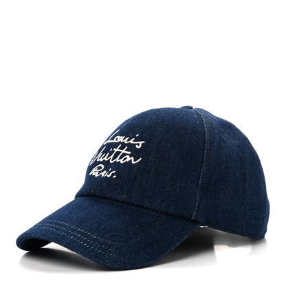 Louis Vuitton Denim Script Cap S Blue 1 of 8