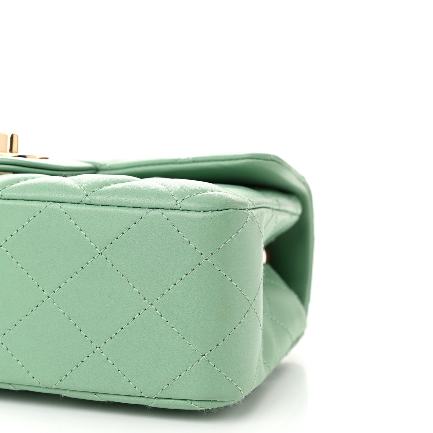 Lambskin Quilted Mini Rectangular Flap Light Green