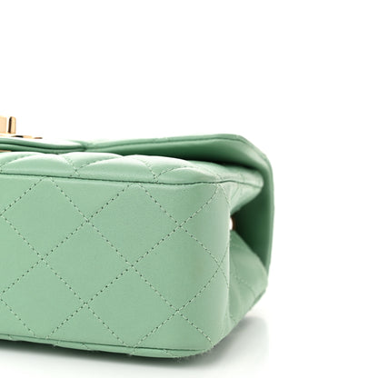 Chanel Lambskin Quilted Mini Rectangular Flap Light Green 10 of 10