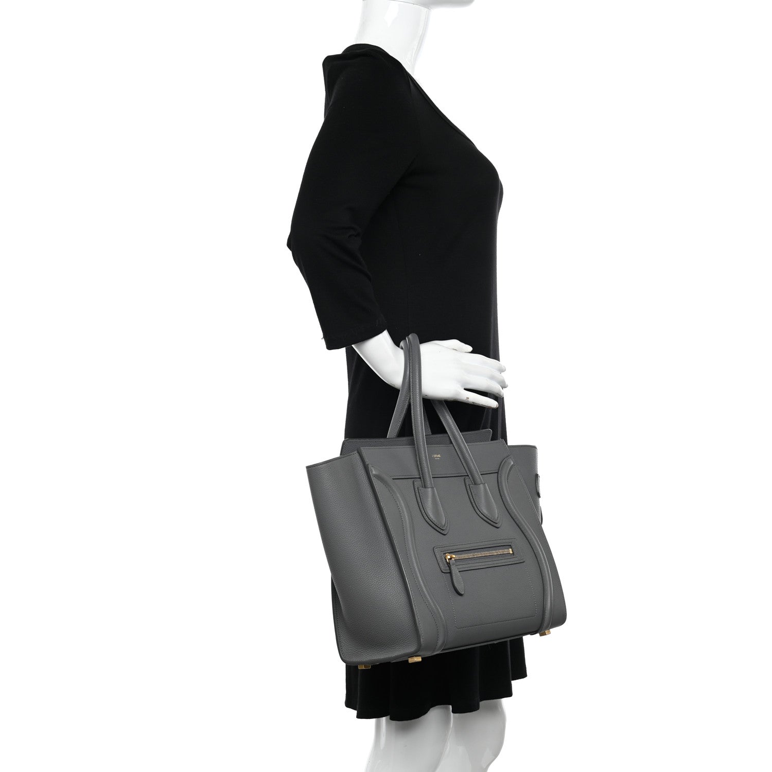 Celine Baby Drummed Calfskin Micro Luggage Kohl 2 of 13
