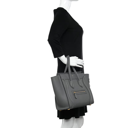 Celine Baby Drummed Calfskin Micro Luggage Kohl 2 of 13