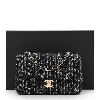 Chanel Glittered Tweed Quilted Mini Rectangular Flap Navy Blue Mulitcolor 11 of 11