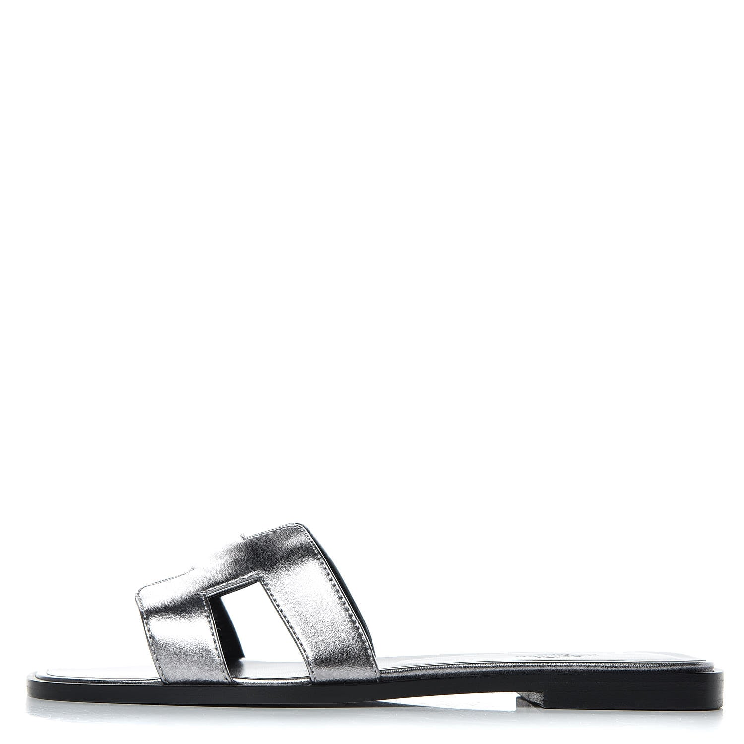 Hermes Metallic Nappa Calfskin Oran Sandals 38 Argent 1 of 7