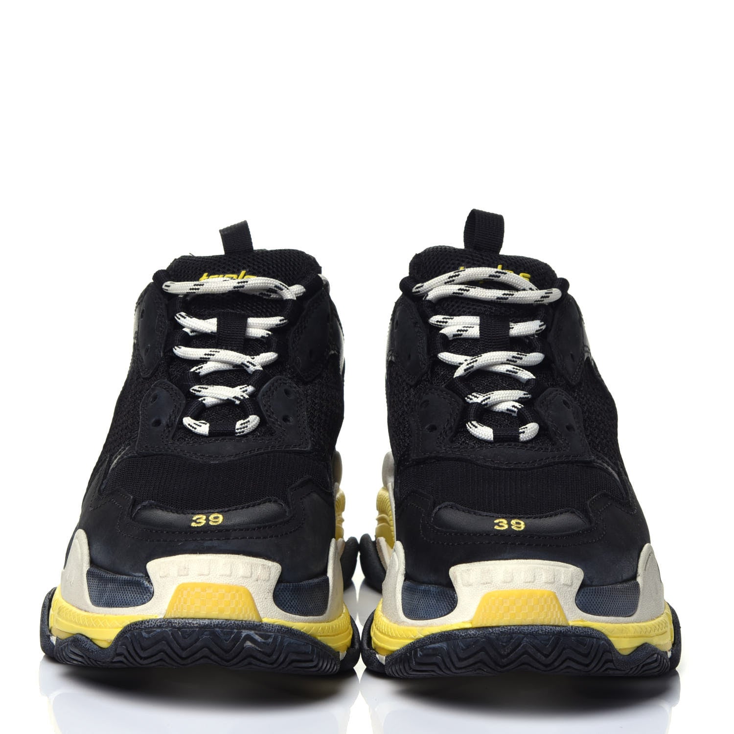 Balenciaga Fabric Mesh Womens Triple S Sneakers 39 Black Yellow 2 of 9