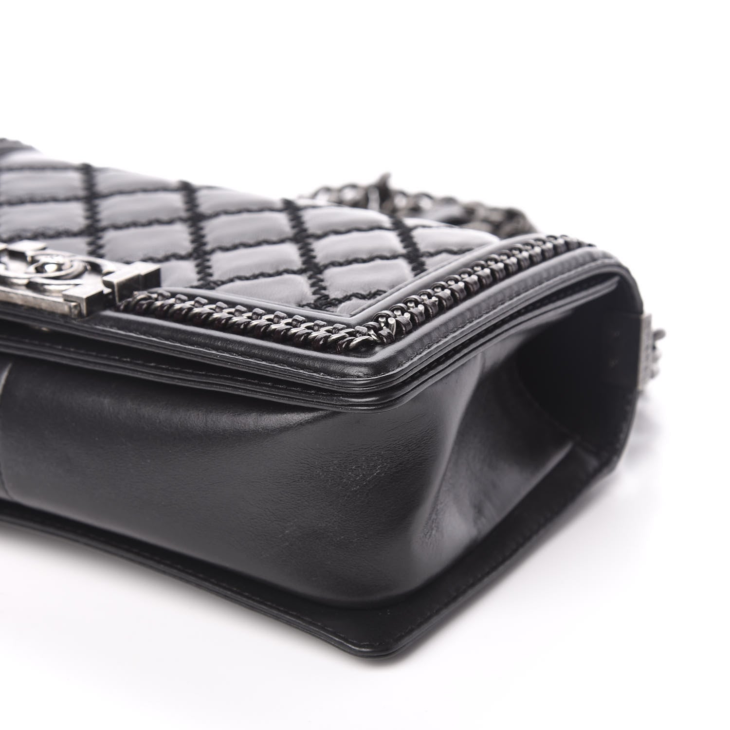 Chanel Goatskin Quilted Medium Boy Top Handle Flap Black 9 of 11