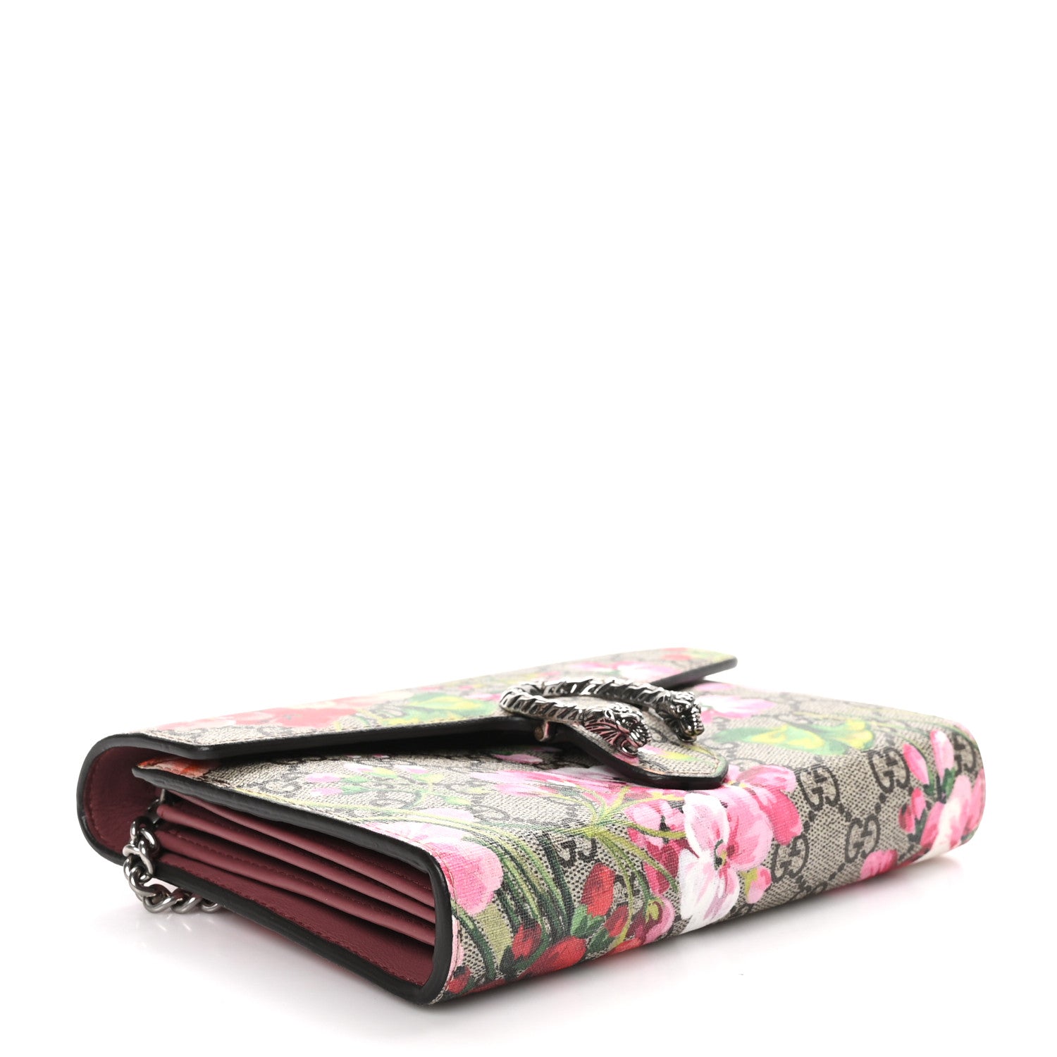 Gucci GG Supreme Monogram Blooms Mini Dionysus Chain Wallet Beige Multicolor Dry Rose 4 of 11