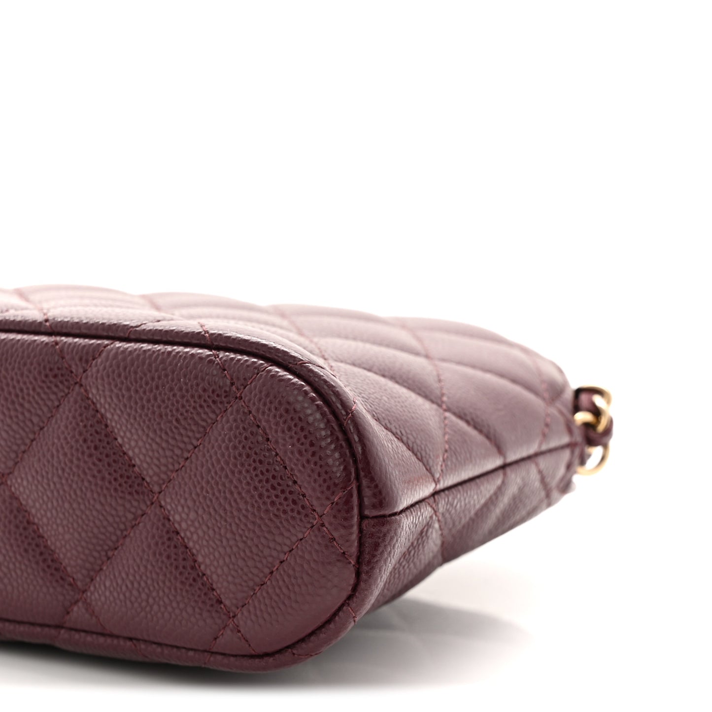 Caviar Quilted Classic Clutch With Chain Dark Burgundy
