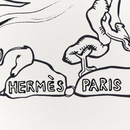 Hermes Silk Mille Et Un Lapins Scarf 90 White Black 2 of 9