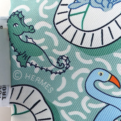 Hermes Silk Splash Park Twilly Vert De Gris Jaune Bleu 4 of 4