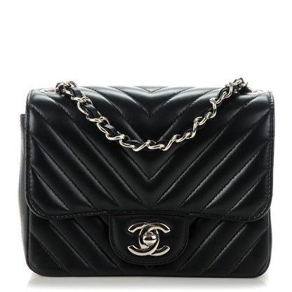 Chanel Lambskin Chevron Quilted Mini Square Flap Black 1 of 7