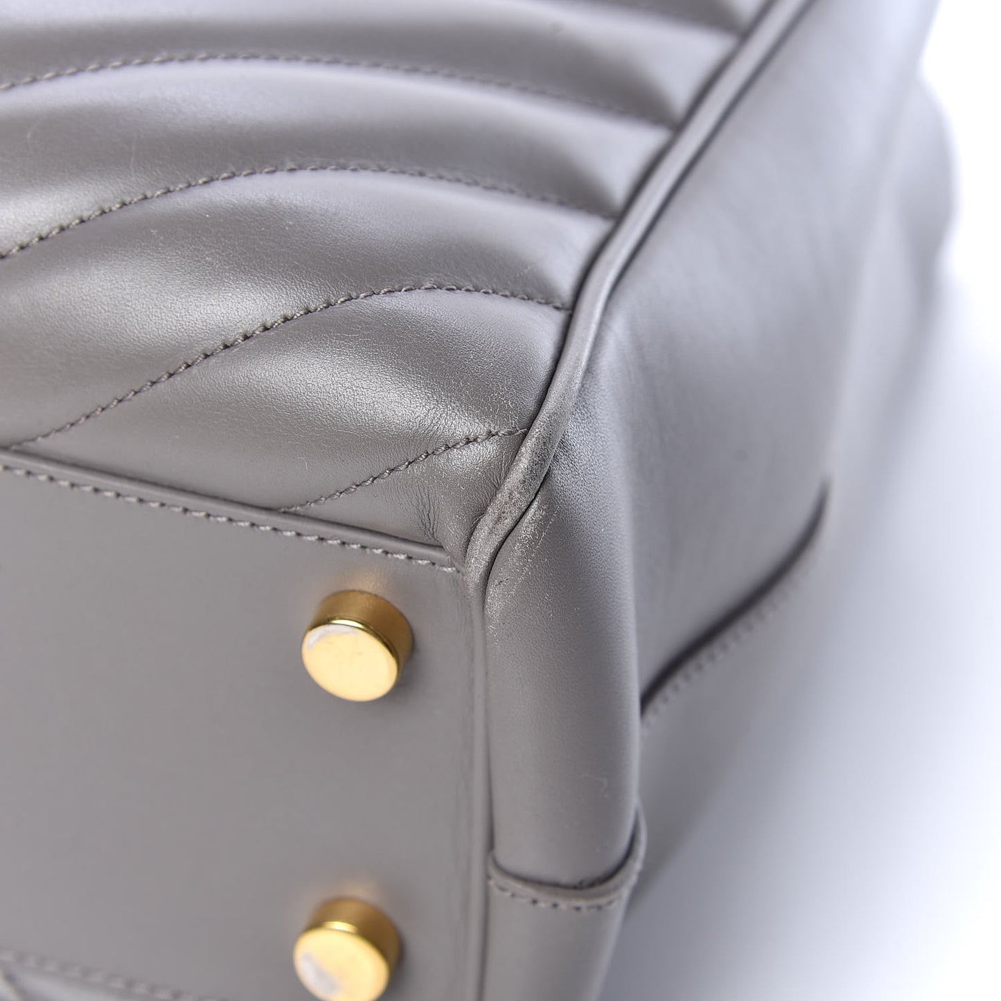 Smooth Calfskin Matelasse Chevron Monogram Shopping Bag Grey