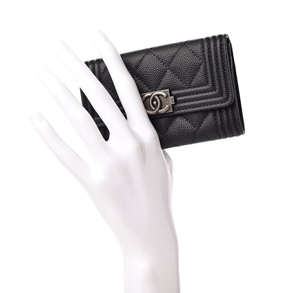 Chanel Caviar Quilted Boy Flap Card Holder Black 2 of 9