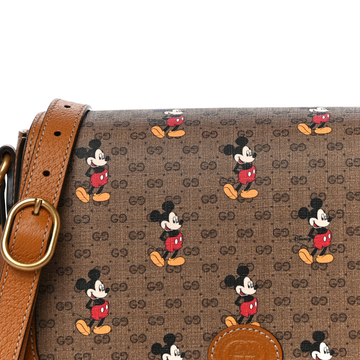 Gucci X DISNEY Mini Vintage GG Supreme Monogram Mickey Mouse Small Flap Messenger Bag Beige Vintage Sun Oil 8 of 10