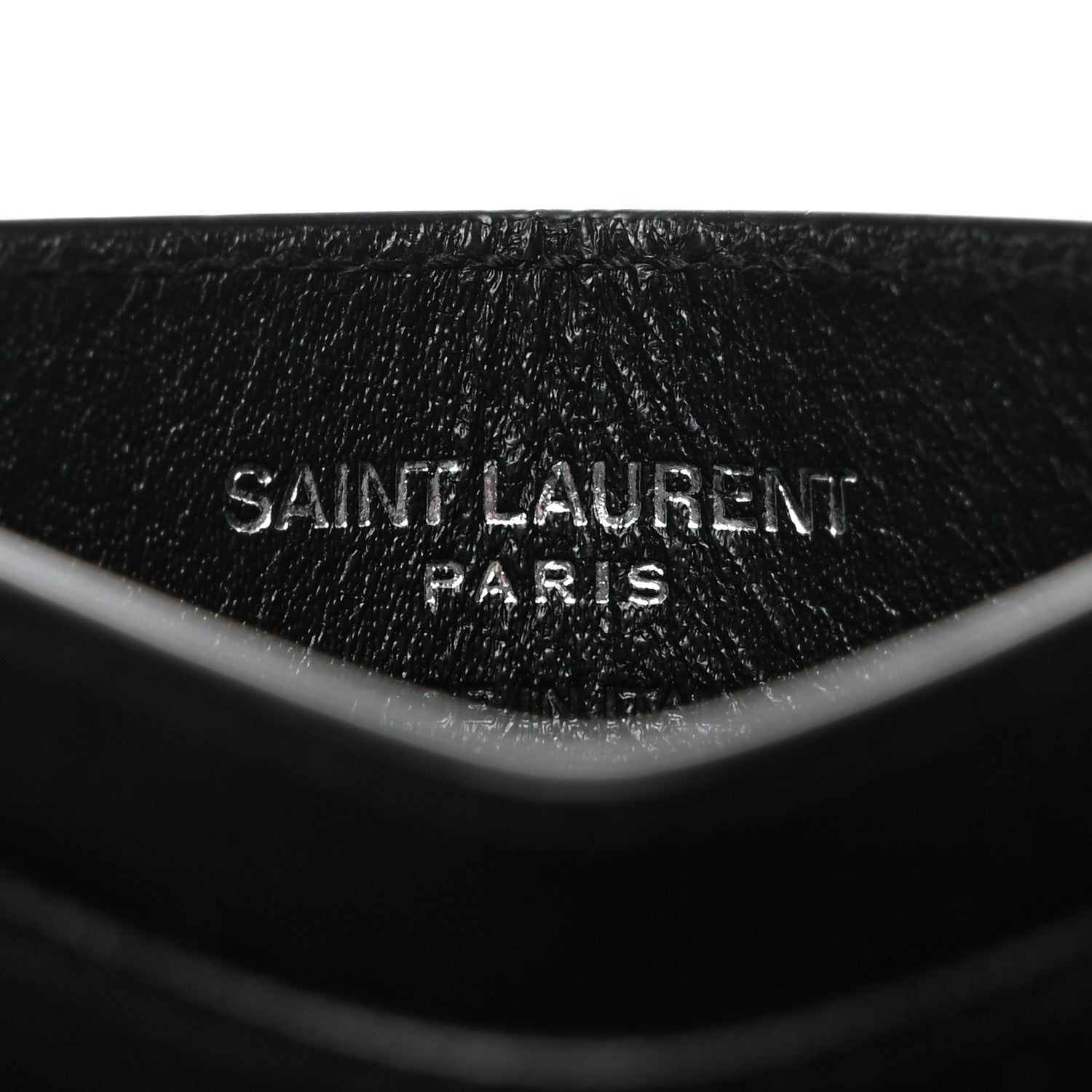 Saint Laurent Grain De Poudre Matelasse Chevron Monogram Credit Card Case Black 6 of 7