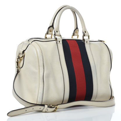 Gucci Calfskin Vintage Web Medium Boston White 3 of 16
