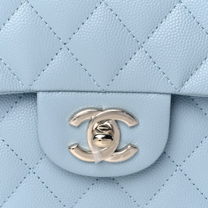 Chanel Caviar Quilted Medium Double Flap Light Blue 7 of 10