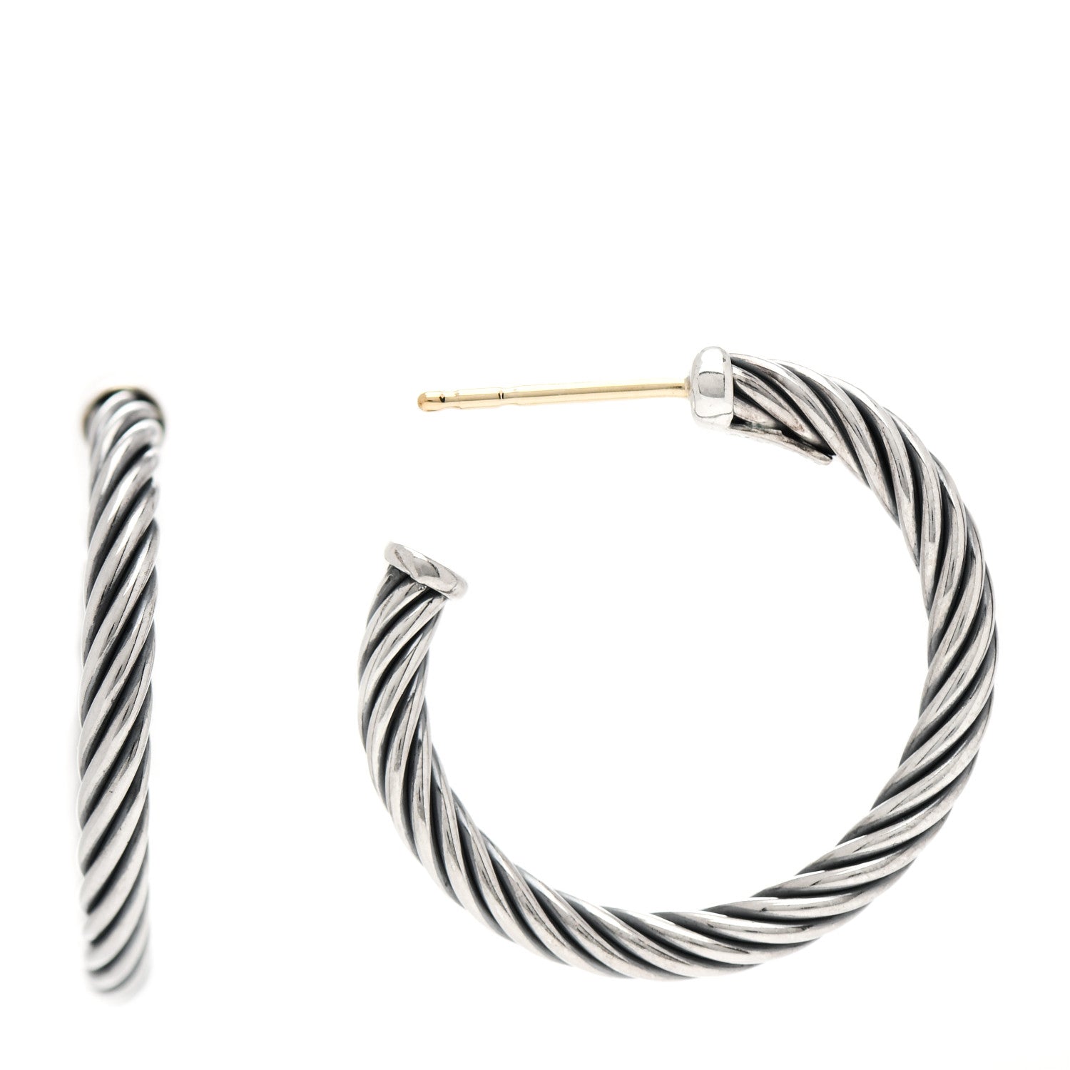 David Yurman Sterling Silver Small Cable Classics Hoop Earrings 1 of 4