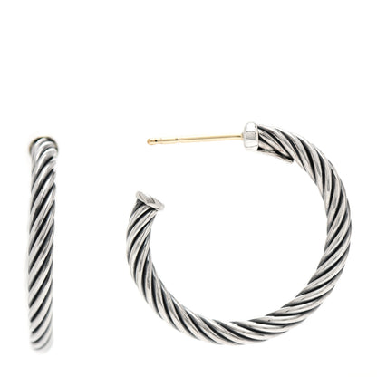 David Yurman Sterling Silver Small Cable Classics Hoop Earrings 1 of 4