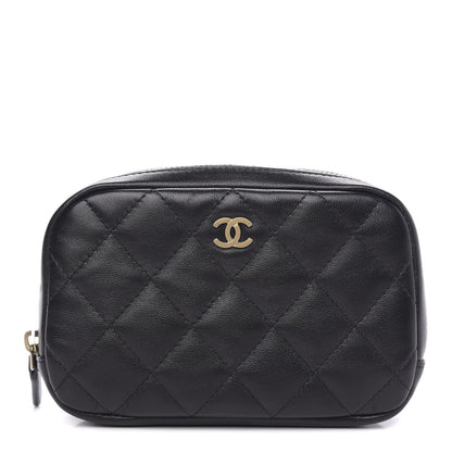 Chanel Lambskin Quilted Small Curvy Pouch Cosmetic Case Black 1 of 9