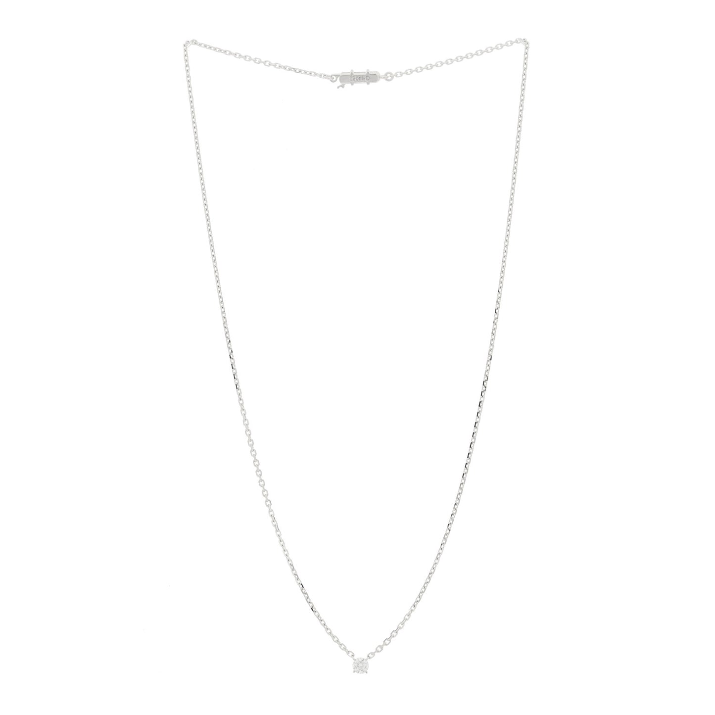 18K White Gold Diamond .26ct 1895 Solitaire Pendant Necklace