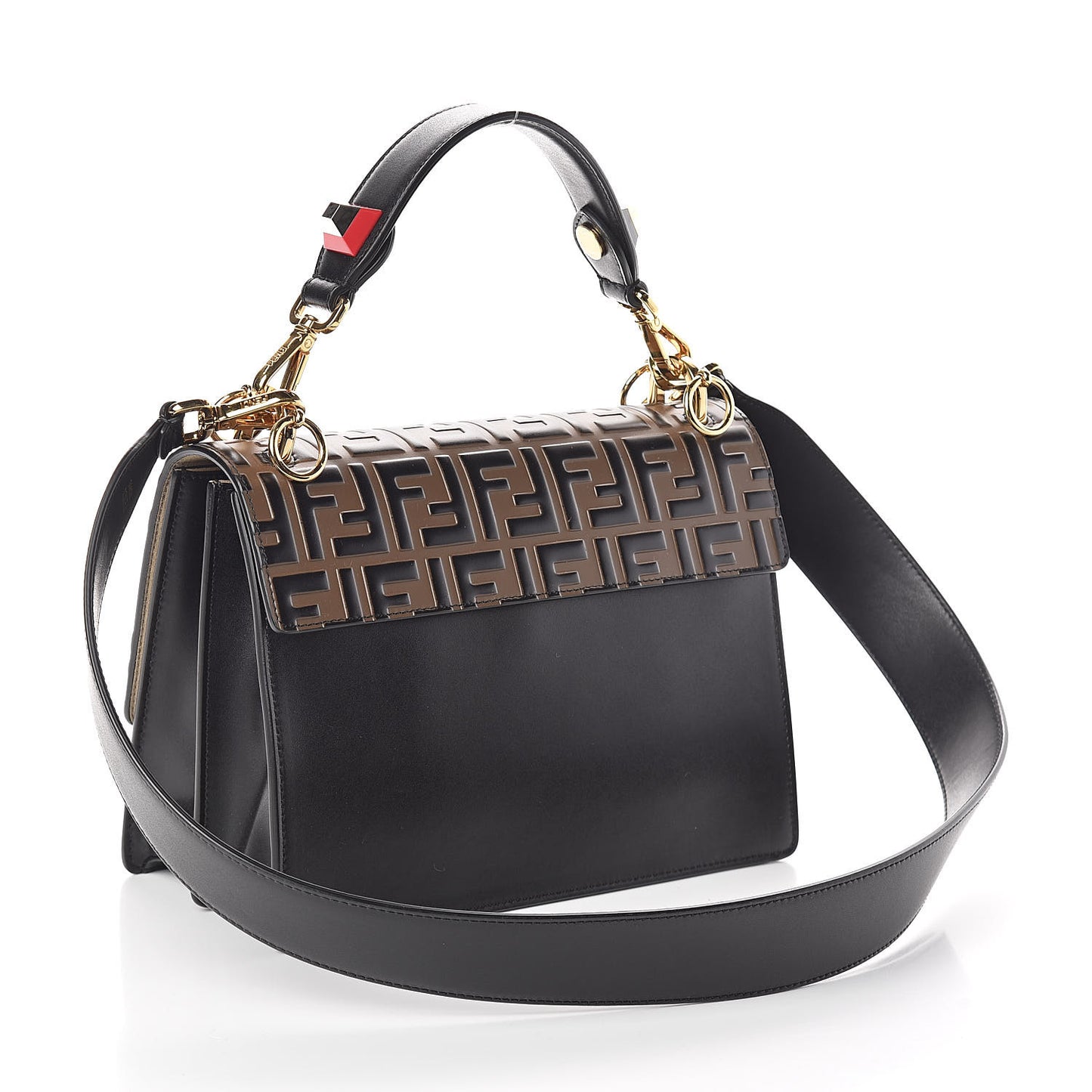Vitello Liberty Bi-Color FF 1974 Embossed Kan I Shoulder Bag Black Maya