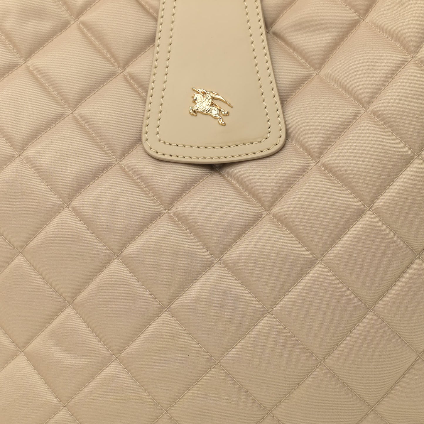 Nylon Quilted Patent Brook Hobo Beige