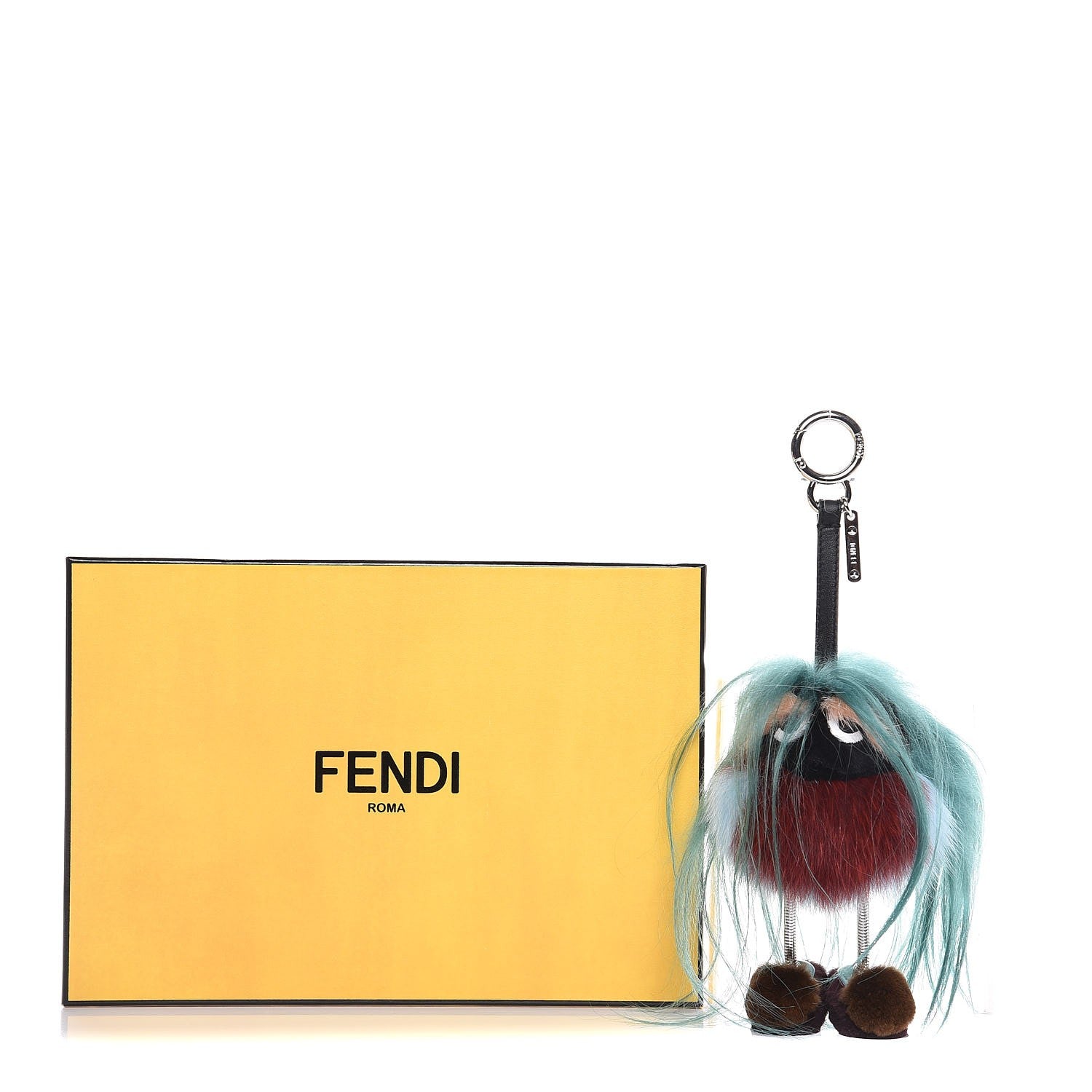 Fendi Goat Mink Fox Fur Mum Wonders Bag Charm Jade Bordeaux 6 of 6