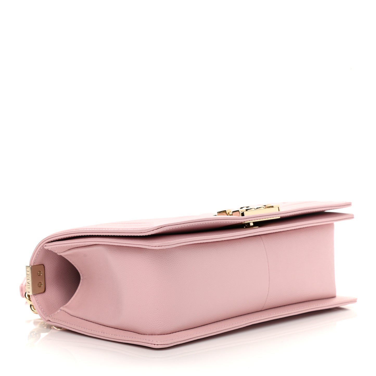Caviar Chevron Quilted Medium Boy Flap Light Pink