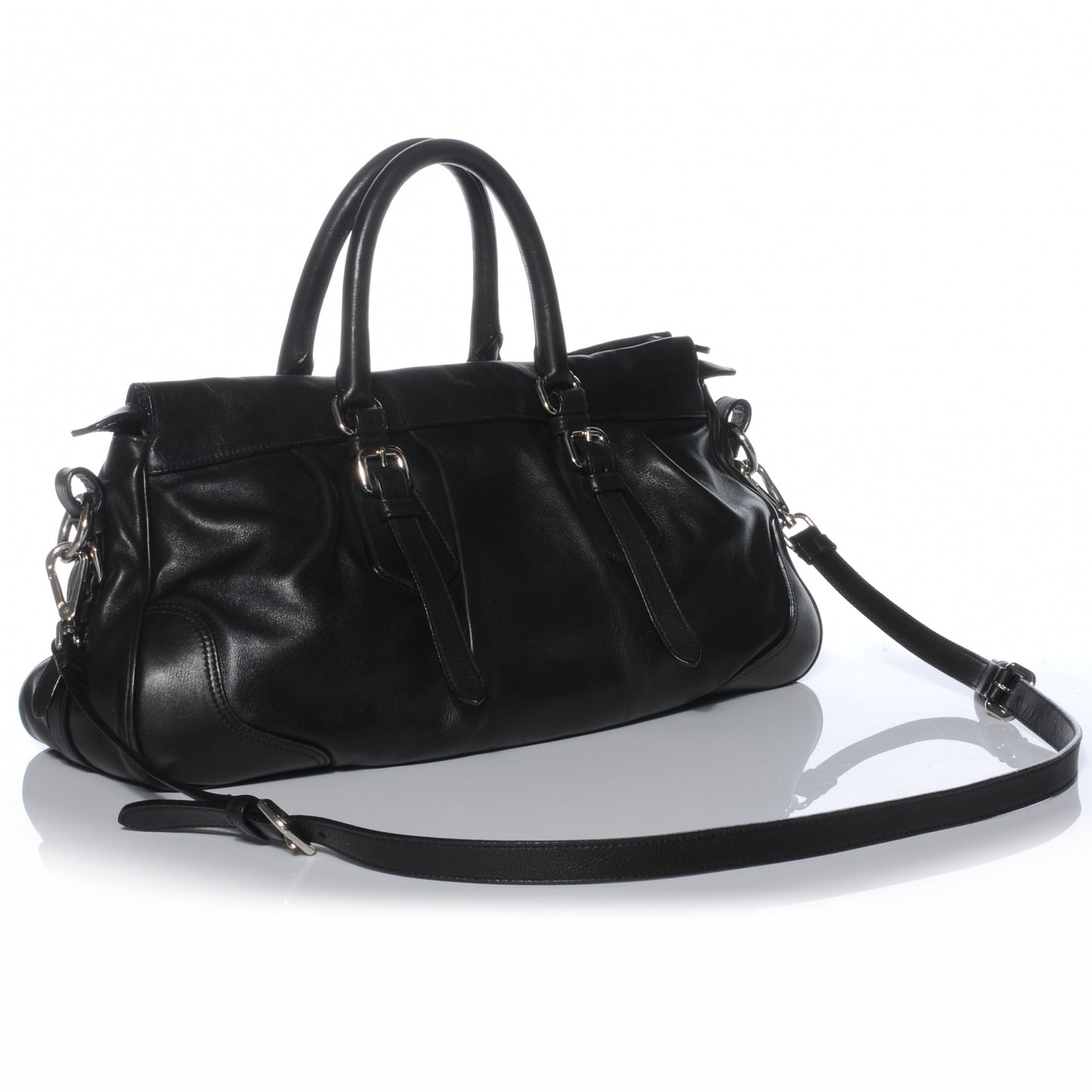 Vitello Soft Shopping Satchel Black