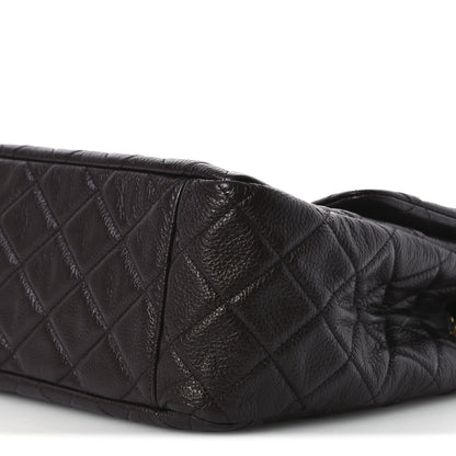 Chanel Grained Calfskin Quilted XXL Travel Flap Bag Dark Brown 10 of 12
