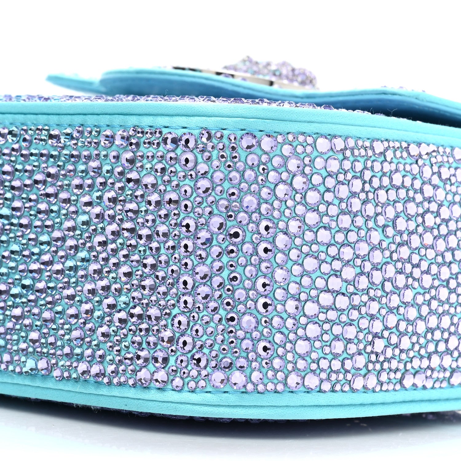 Versace Satin Crystal Studded Mini La Medusa Bag Blue 7 of 9