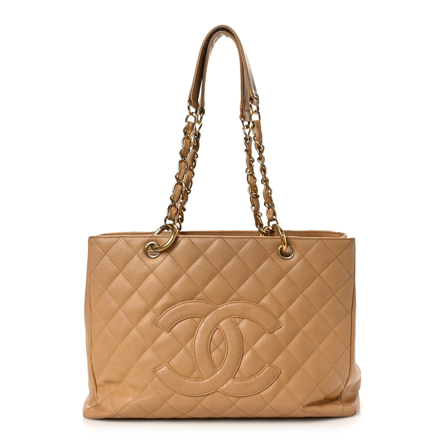Caviar Quilted Grand Shopping Tote GST Beige Clair
