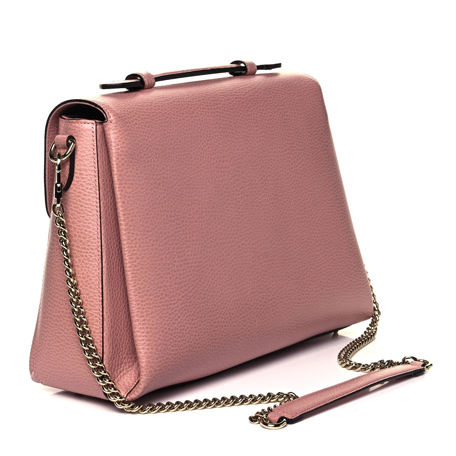 Gucci Dollar Calfskin Medium Interlocking G Top Handle Shoulder Bag Soft Pink 3 of 9