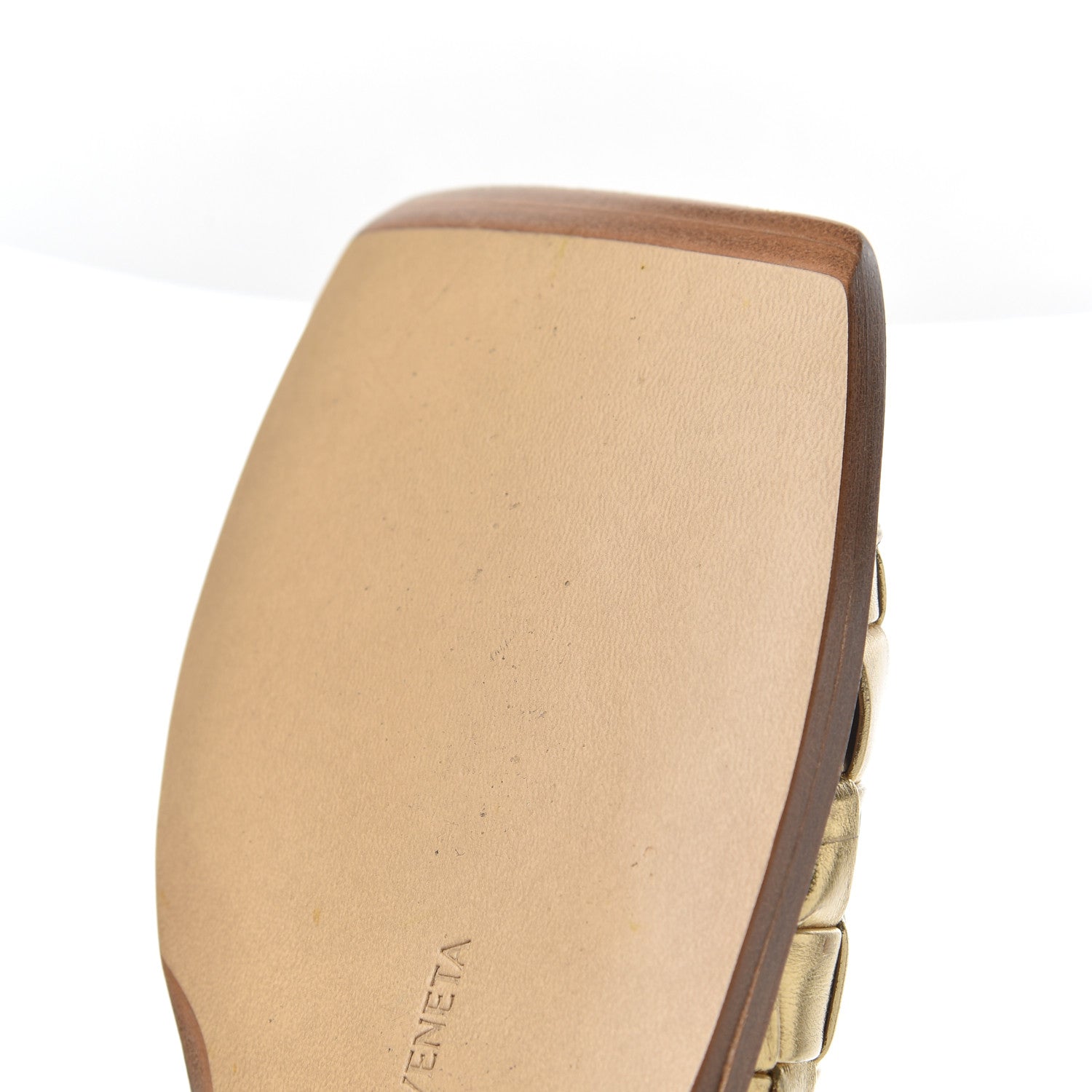 Bottega Veneta Laminated Nappa Intrecciato Squared Toe Flat Sandals 36 Gold 9 of 15