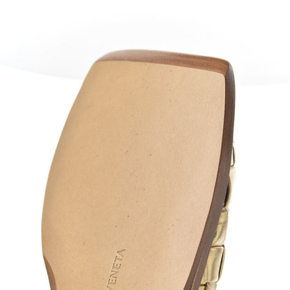 Bottega Veneta Laminated Nappa Intrecciato Squared Toe Flat Sandals 36 Gold 9 of 15