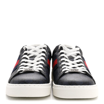 Gucci GG Supreme Monogram Web Mens New Ace Sneakers 8.5 Dark Blue 3 of 10