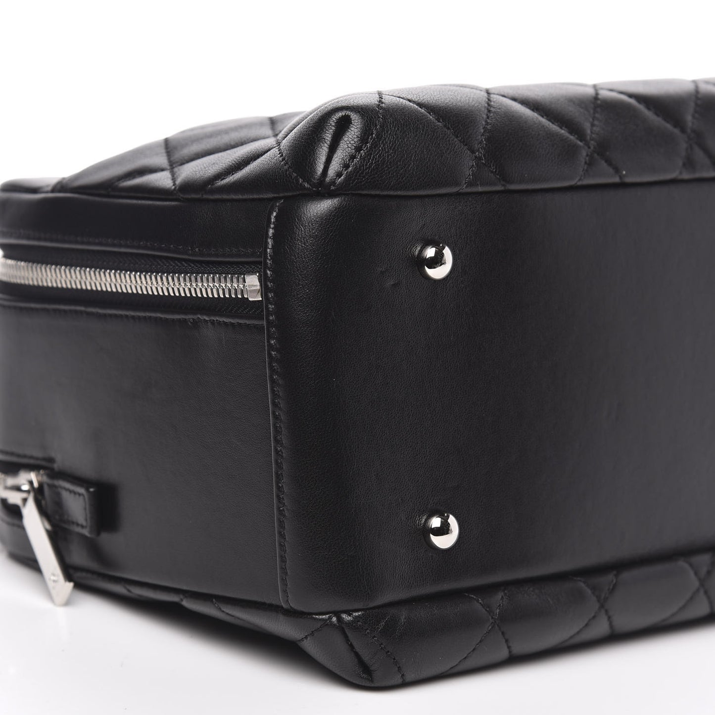 Lambskin Quilted Small Trendy CC Bowling Bag Black