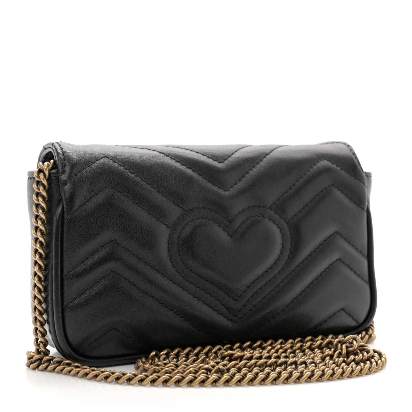 Calfskin Matelasse Super Mini GG Marmont Shoulder Bag Black