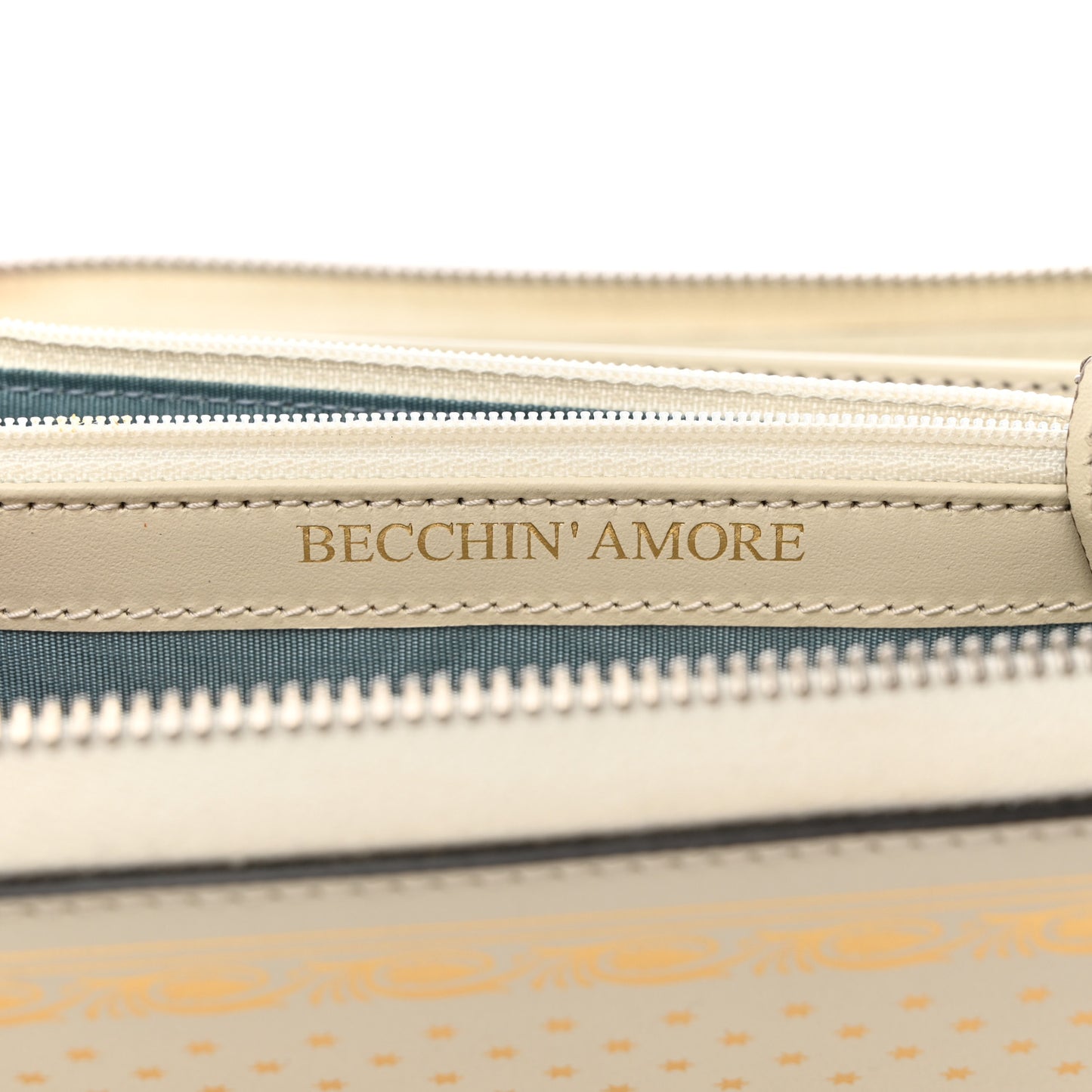 X SEGA Calfskin GUCCY Stars Zip Around Wallet Mystic White Gold