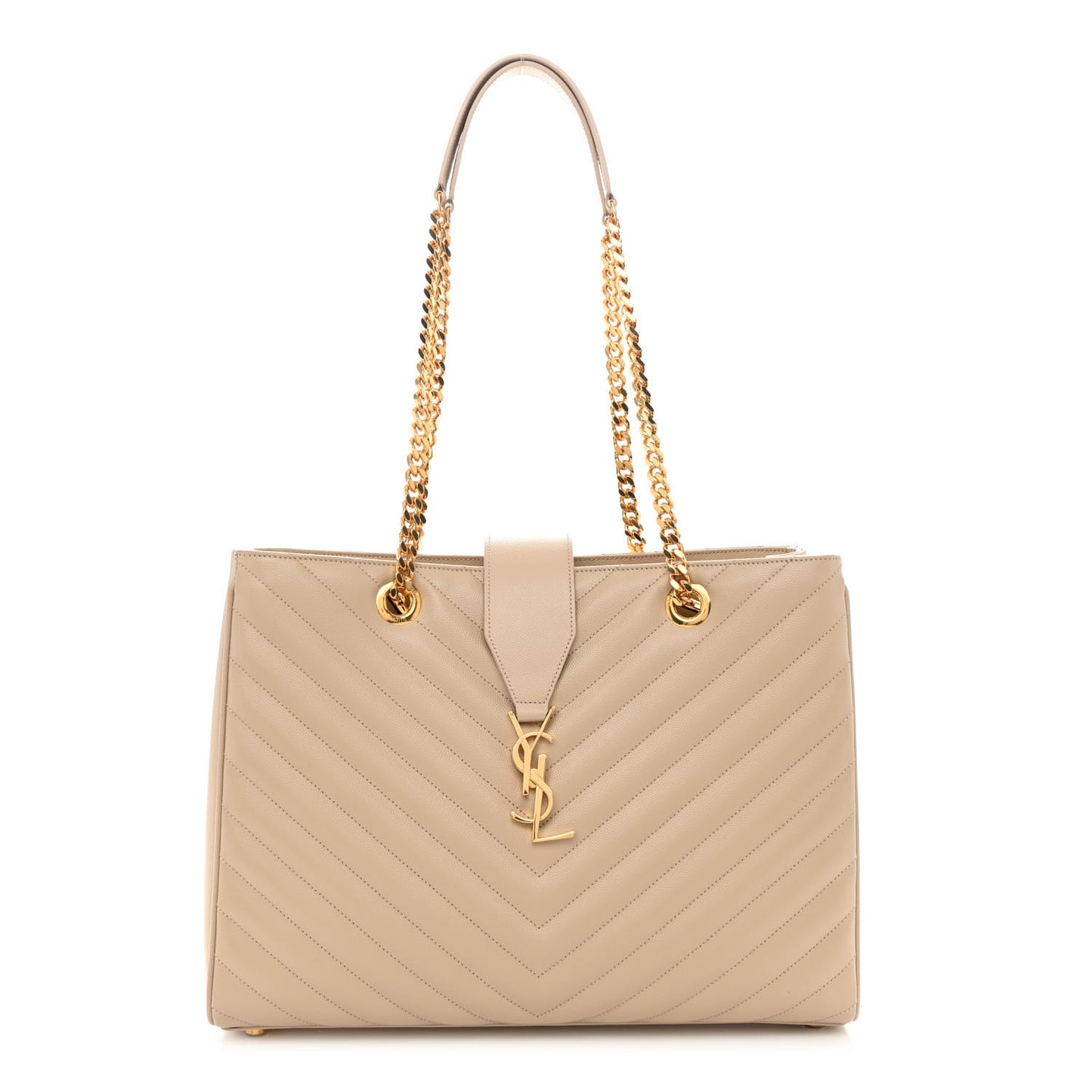 Grain De Poudre Matelasse Chevron Monogram Shopping Bag Nude Powder
