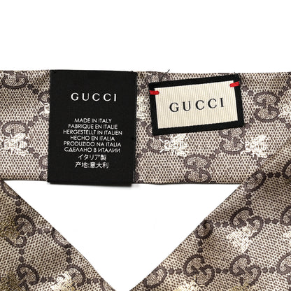 Gucci Silk Twill GG Monogram GG Bee Neck Bow Scarf Black Red 3 of 4
