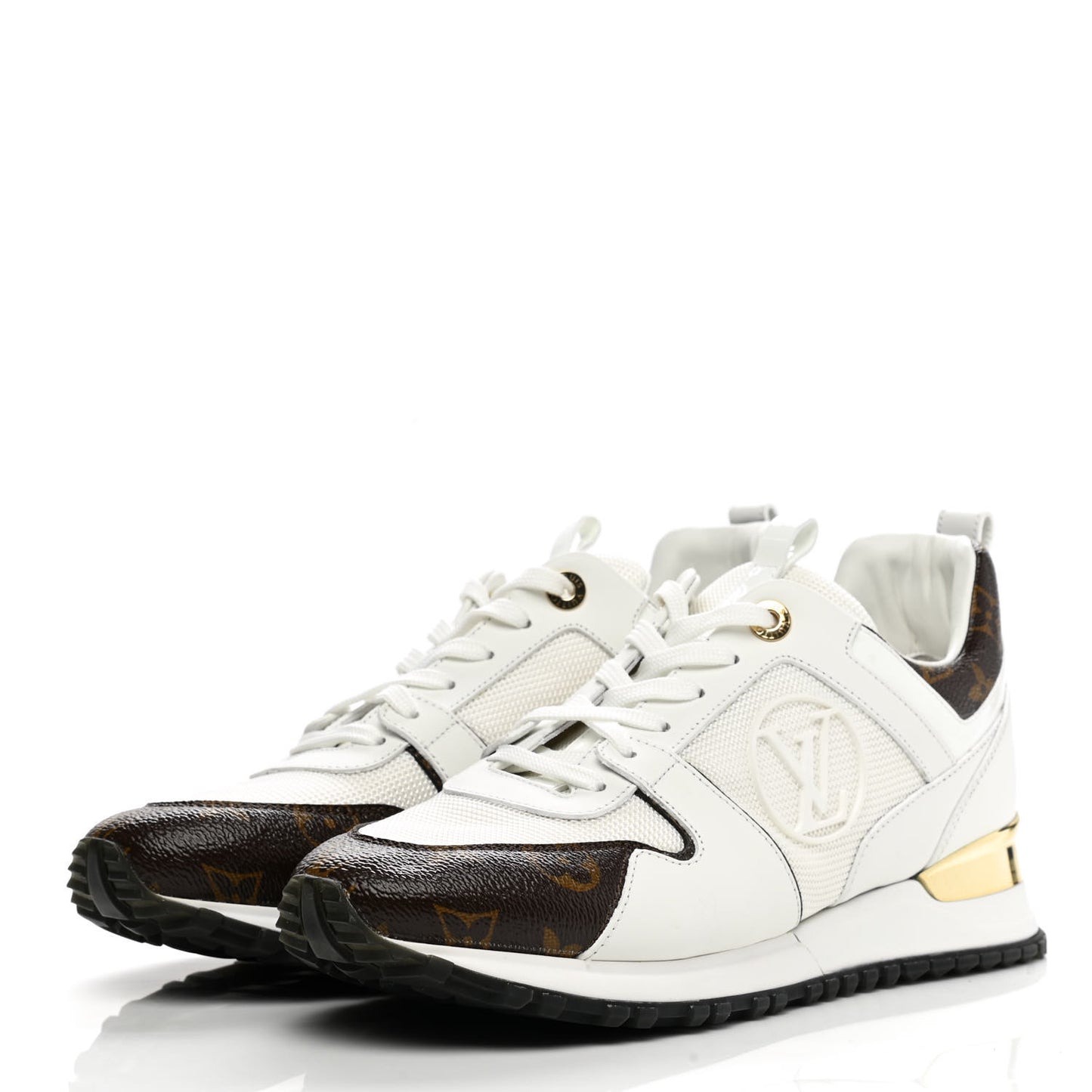 Calfskin Monogram Run Away Sneakers 39.5 White