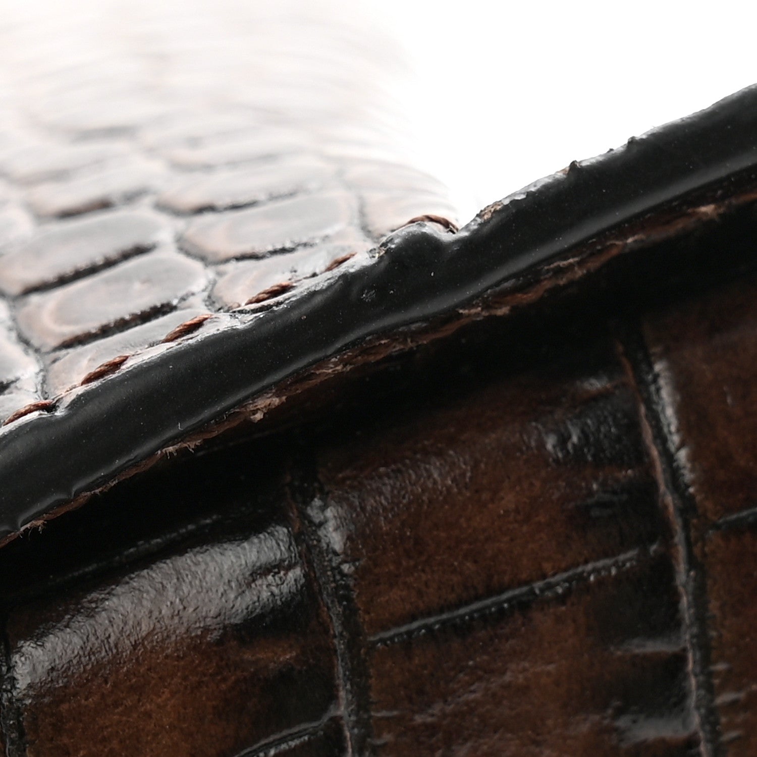 Christian Louboutin Crocodile Embossed Calfskin Loubi Twist Zip Clutch Bag Brown 8 of 10