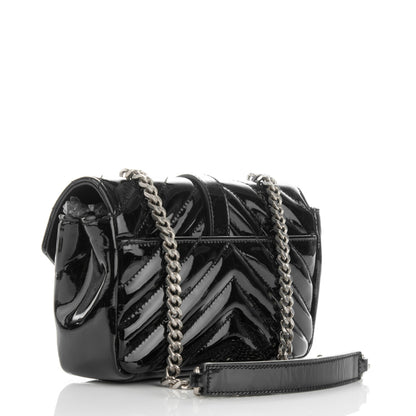Saint Laurent Patent Matelasse Chevron Monogram Classic Baby Chain Bag Black 3 of 8