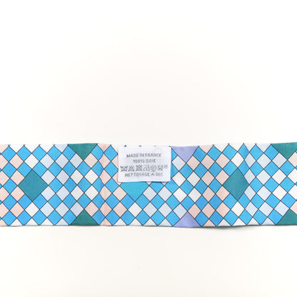 Hermes Silk Colliers De Chiens Remix Twilly White Turquoise 4 of 4